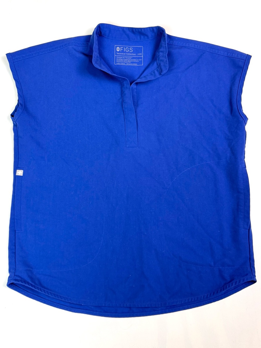 FIGS Rafaela Oversized Scrub Top XXS Royal Blue Mandarin Collar Medical